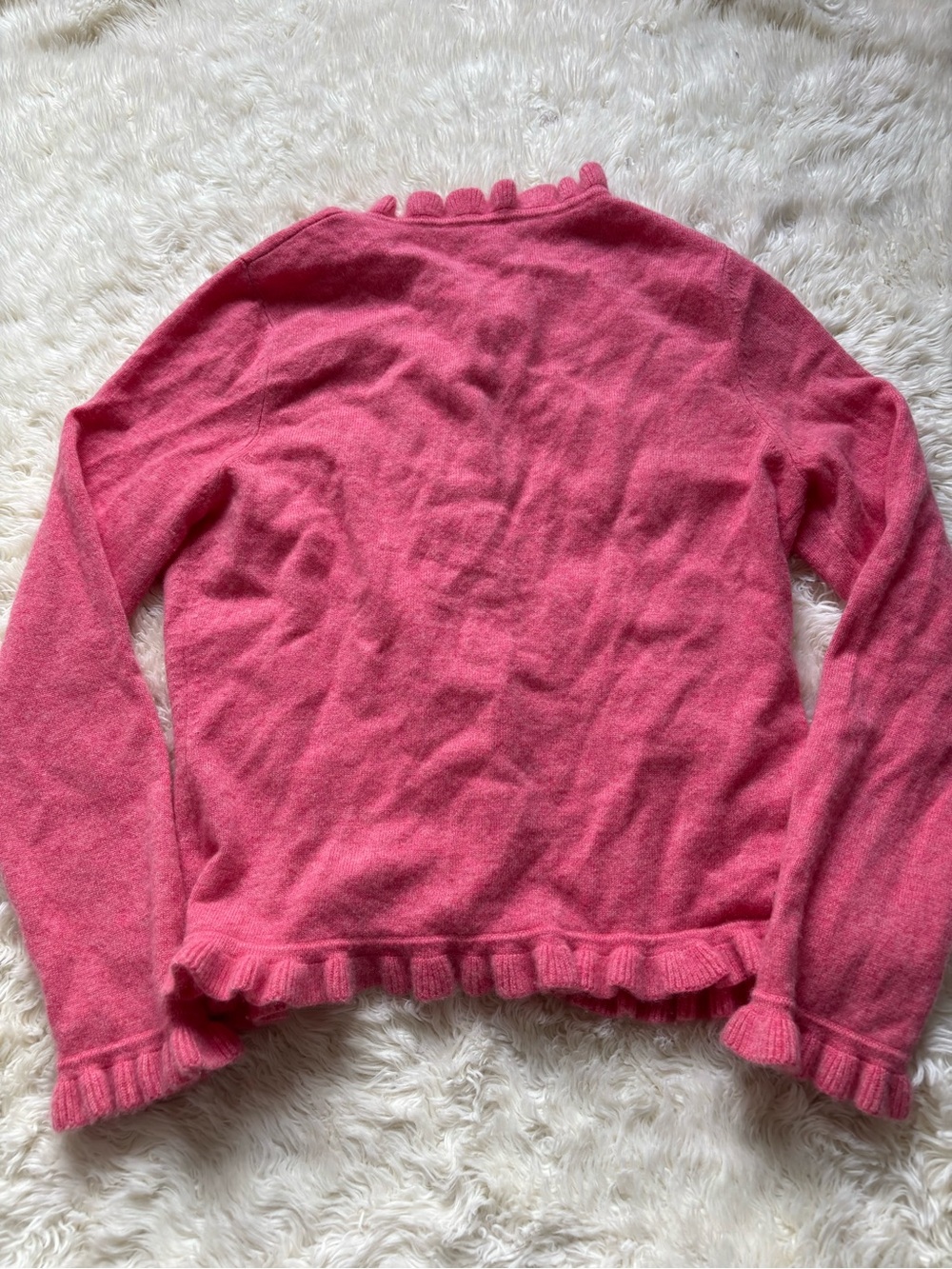 Pure Collection Pink Ruffle-Trim Cashmere Cardigan - Picture 10 of 13
